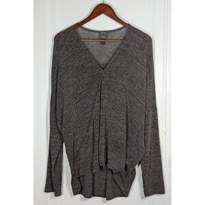 Clara Sun Woo Sweater Womens XL Gray Pullover Faux Wrap Dolman Sleeve V-Neck